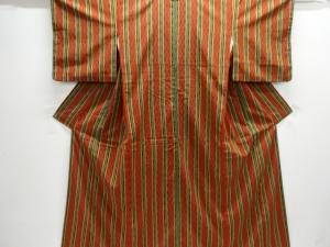 よろけ縞模様織り出し手織り紬着物